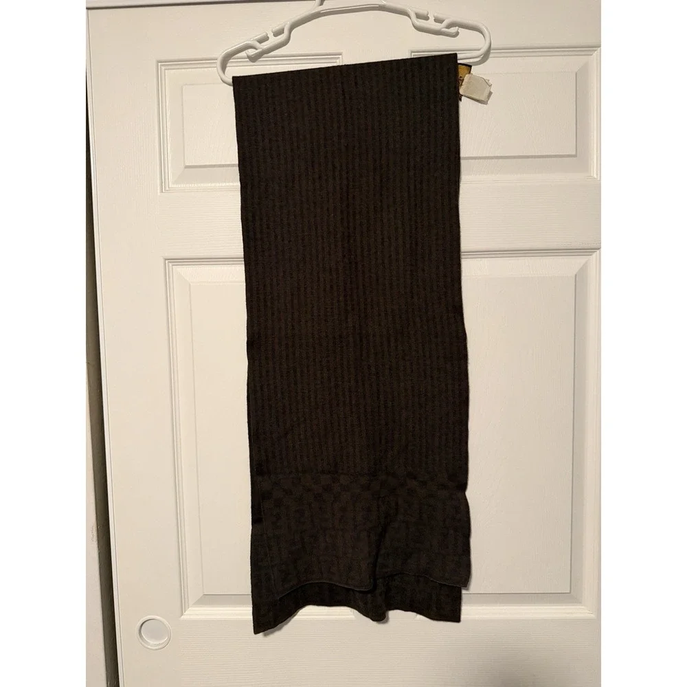 Fendi Merino Wool Vintage Brown Scarf Made In Italy Monogram Old Money